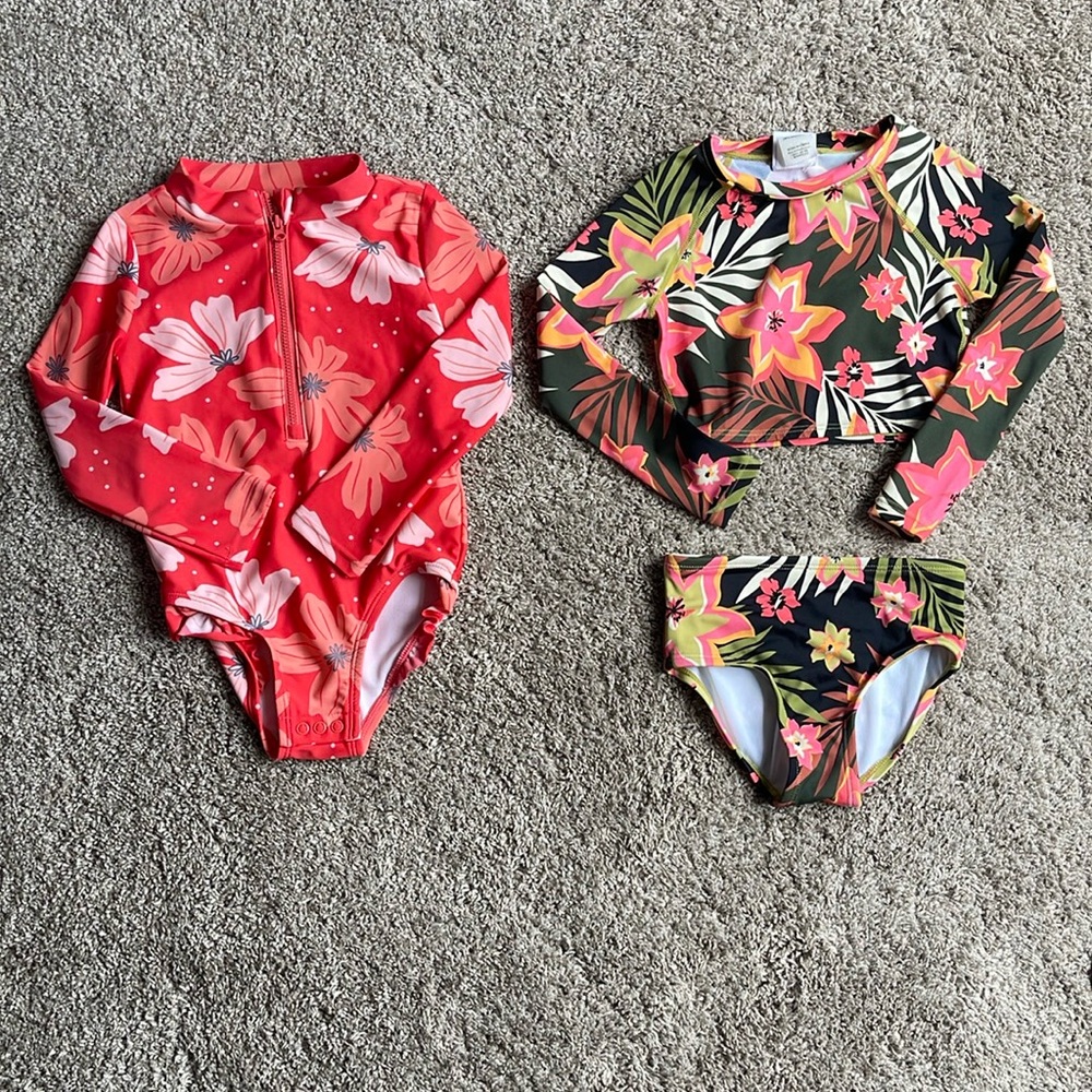 Carters & Kavu Toddler Rash-guard Swimsuit Bundle Size 3T/4T